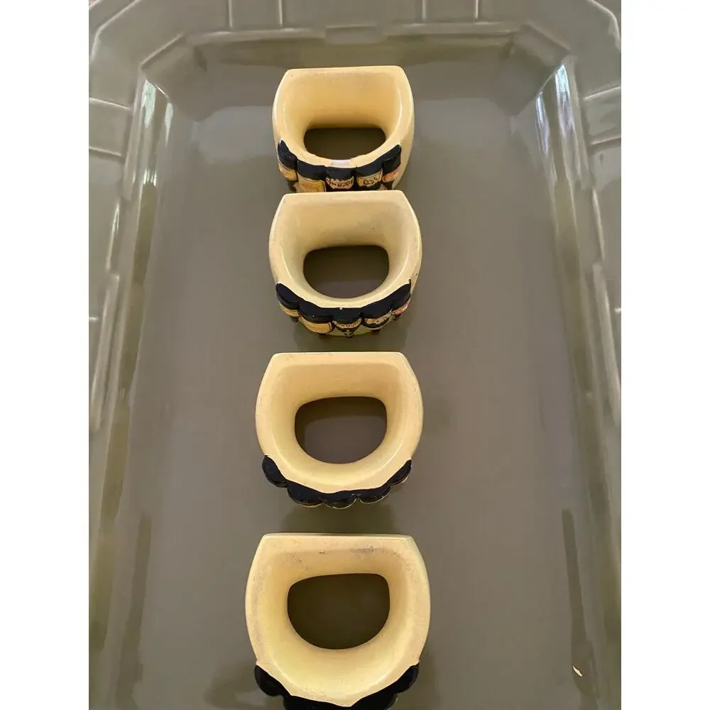 Rare wine bottle napkin rings resin set of 4